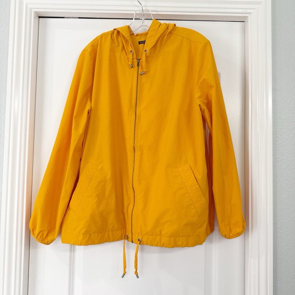 Eileen Fisher Jacket Orange Hooded Zip Windbreaker Organic Cotton Size Large - Picture 2 of 9